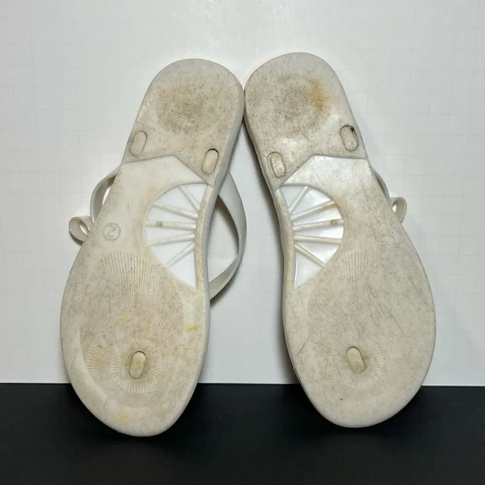 Girls MICHAEL KORS White Cork Print Footbed Flip Flop Sandals / Size 2